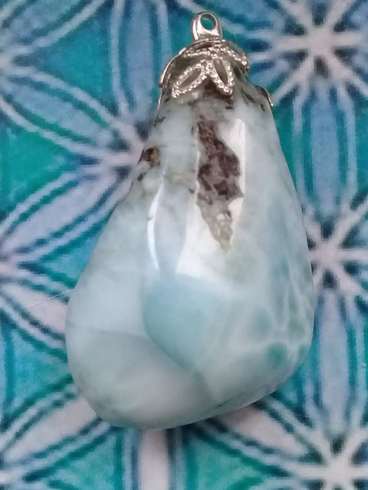 Larimar de République Dominicaine pendentif Grade A ++++ Fourni avec cordon Pendentif Larimar