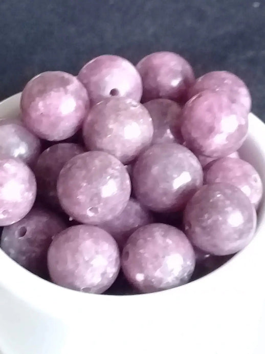 Lépidolite Perle Grade A++++ Prix perle à l’unité Diam 8mm Lépidolite perle