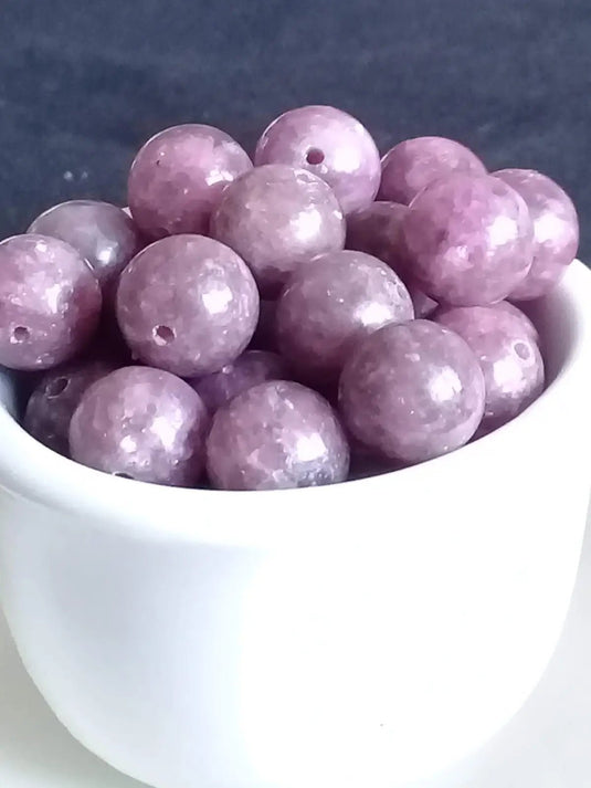 Lépidolite Perle Grade A++++ Prix perle à l’unité Diam 8mm Lépidolite perle