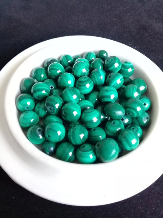 Malachite République Dom. du Congo perle Grade A++++ Prix perle à l’unité Malachite de la république démocratique du Congo perles 8mm
