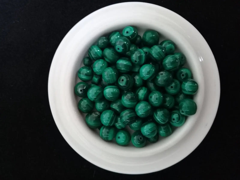 Load image into Gallery viewer, Malachite République Dom. du Congo perle Grade A++++ Prix perle à l’unité Malachite de la république démocratique du Congo perles 8mm
