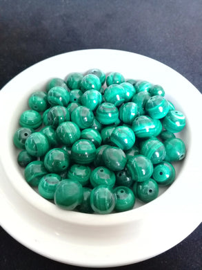 Malachite République Dom. du Congo perle Grade A++++ Prix perle à l’unité Malachite de la république démocratique du Congo perles 8mm Dans la besace du p'tit Poucet   