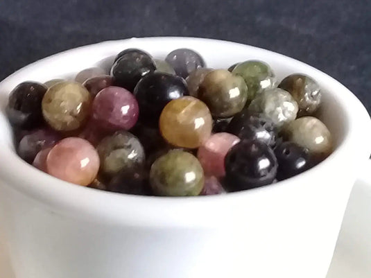 Mélange de Tourmaline perle Grade A++++ Prix perle à l’unité Diam 5mm Mélange de Tourmaline perle