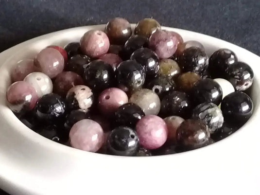 Mélange de Tourmaline perle Grade A++++ Prix perle à l’unité Diam 8mm Mélange de Tourmaline perle