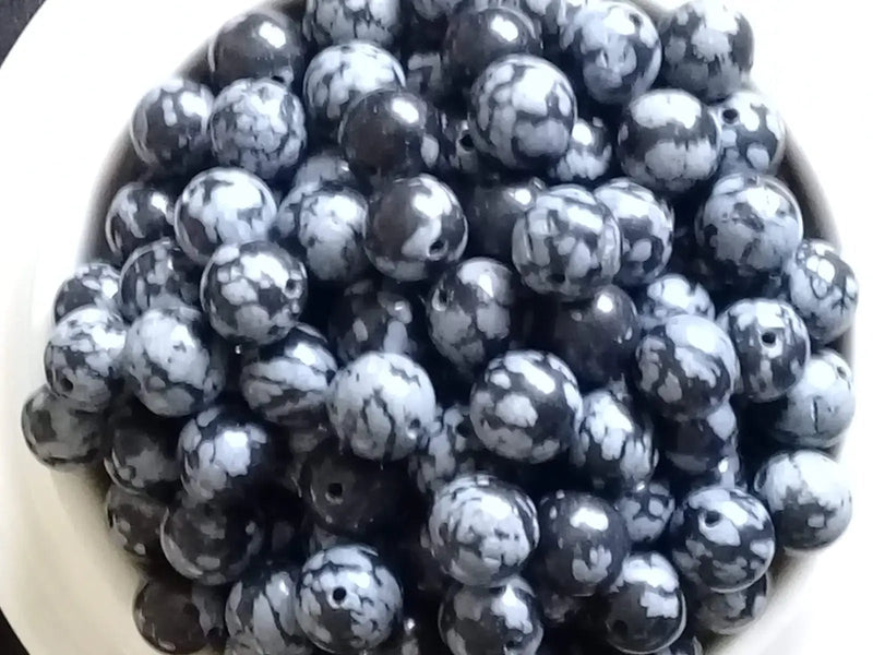 Load image into Gallery viewer, Obsidienne flocon de neige du Mexique Grade A++++ Prix perle à l’unité Obsidienne flocon de neige perle
