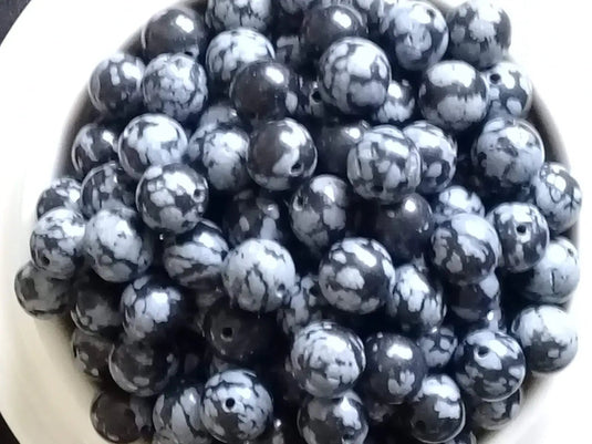 Obsidienne flocon de neige du Mexique Grade A++++ Prix perle à l’unité Obsidienne flocon de neige perle