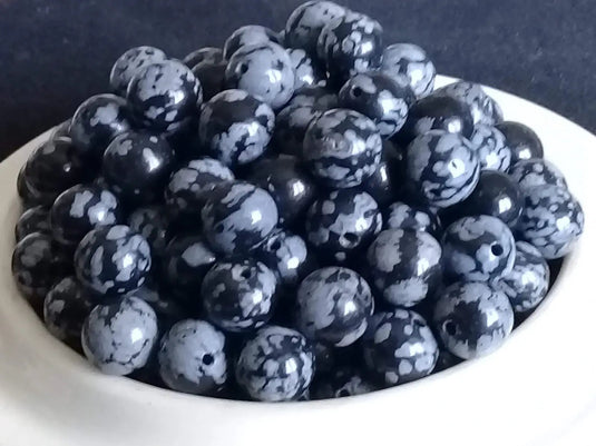 Obsidienne flocon de neige du Mexique Grade A++++ Prix perle à l’unité Obsidienne flocon de neige perle