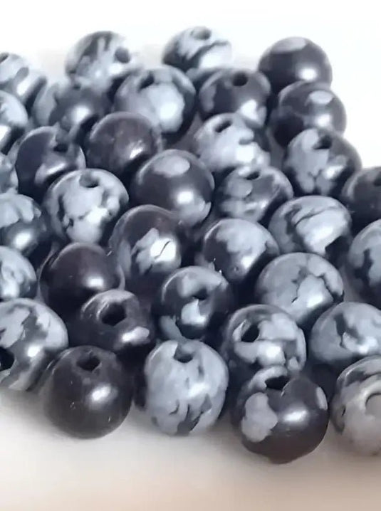 Obsidienne flocon de neige du Mexique Grade A++++ Prix perle à l’unité Obsidienne flocon de neige perle