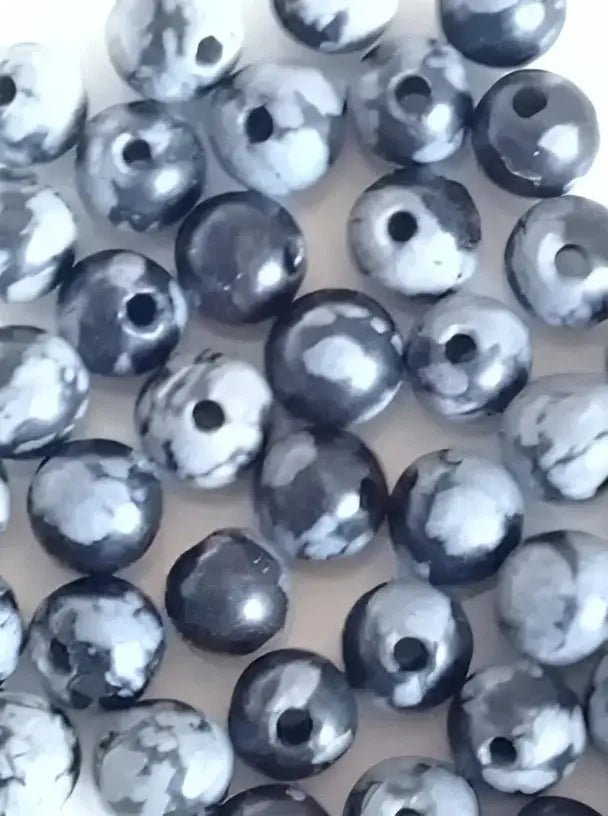 Load image into Gallery viewer, Obsidienne flocon de neige du Mexique Grade A++++ Prix perle à l’unité Obsidienne flocon de neige perle
