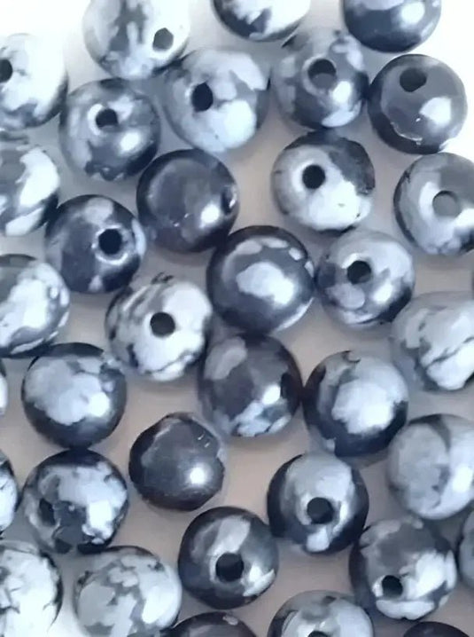 Obsidienne flocon de neige du Mexique Grade A++++ Prix perle à l’unité Obsidienne flocon de neige perle