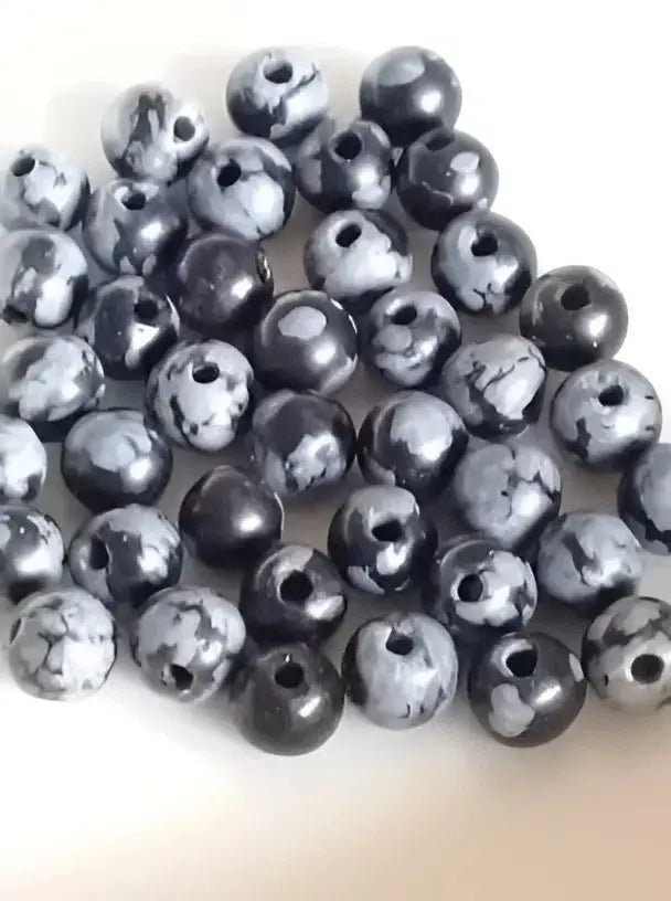 Load image into Gallery viewer, Obsidienne flocon de neige du Mexique Grade A++++ Prix perle à l’unité Obsidienne flocon de neige perle
