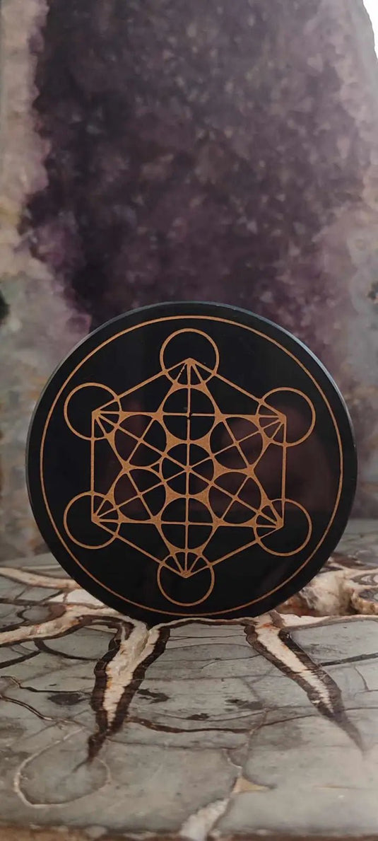 Obsidienne noire du Mexique sceau de Métatron Grade A++++ Sceau de Métatron Obsidienne noire