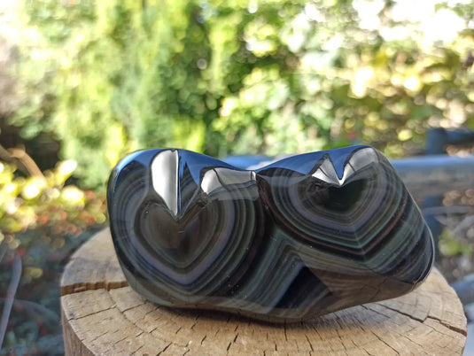 Obsidienne Œil céleste du Mexique double cœur Grade A++++ Cœur Obsidienne Œil céleste