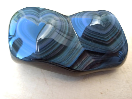 Obsidienne Œil céleste du Mexique double cœur Grade A++++ Cœur Obsidienne Œil céleste