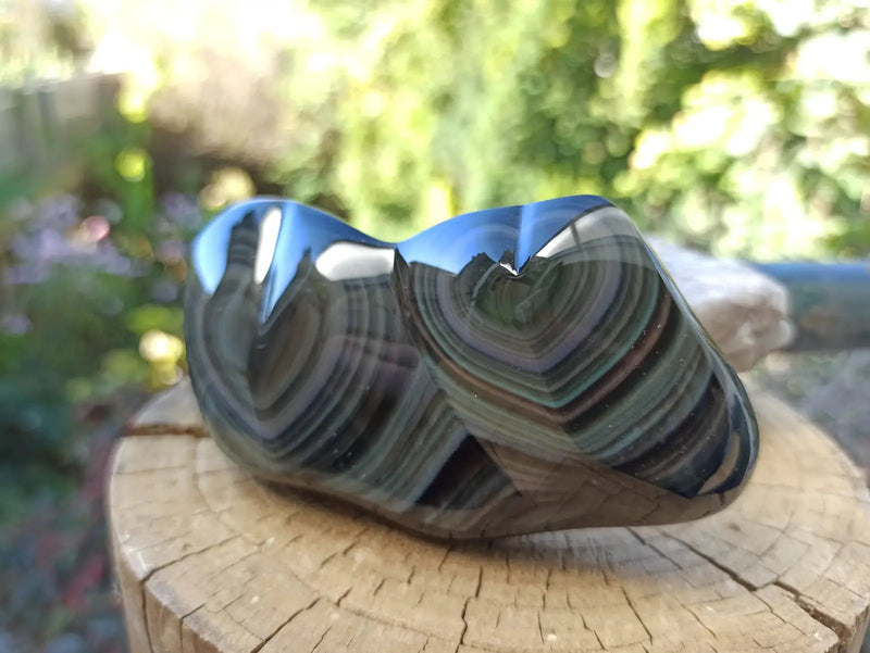 Load image into Gallery viewer, Obsidienne Œil céleste du Mexique double cœur Grade A++++ Cœur Obsidienne Œil céleste
