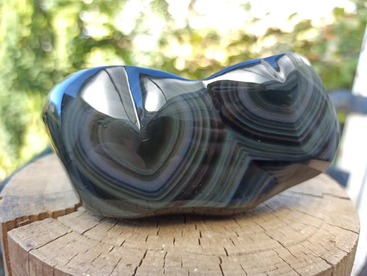 Obsidienne Œil céleste du Mexique double cœur Grade A++++ Cœur Obsidienne Œil céleste