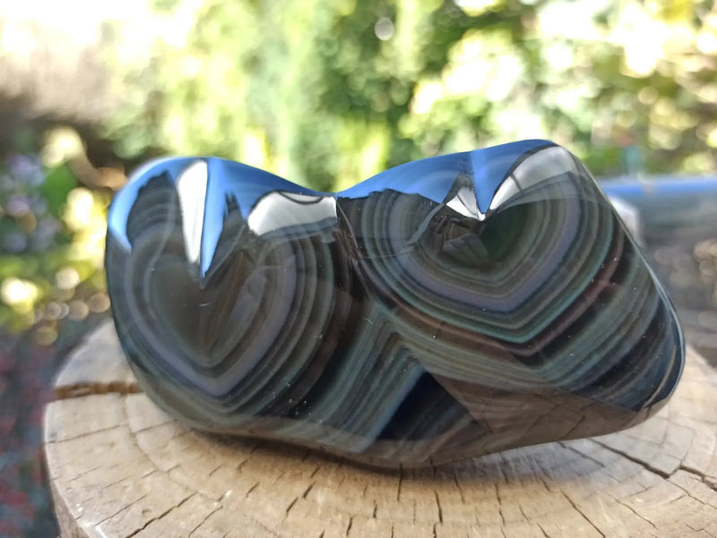 Load image into Gallery viewer, Obsidienne Œil céleste du Mexique double cœur Grade A++++ Cœur Obsidienne Œil céleste
