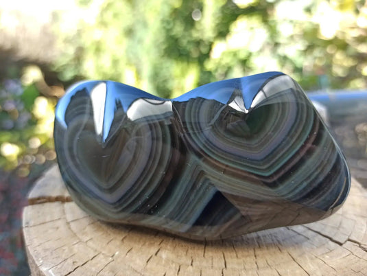 Obsidienne Œil céleste du Mexique double cœur Grade A++++ Cœur Obsidienne Œil céleste