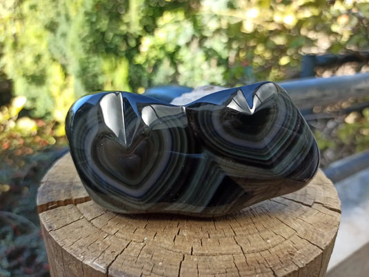 Obsidienne Œil céleste du Mexique double cœur Grade A++++ Cœur Obsidienne Œil céleste