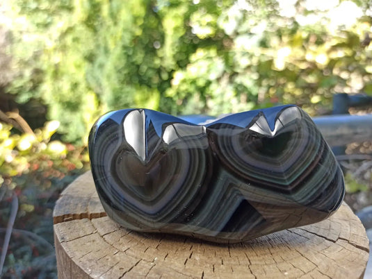 Obsidienne Œil céleste du Mexique double cœur Grade A++++ Cœur Obsidienne Œil céleste