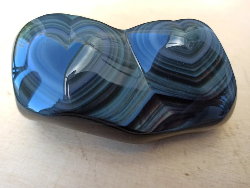 Load image into Gallery viewer, Obsidienne Œil céleste du Mexique double cœur Grade A++++ Cœur Obsidienne Œil céleste
