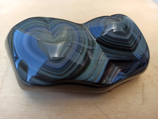 Obsidienne Œil céleste du Mexique double cœur Grade A++++ Cœur Obsidienne Œil céleste