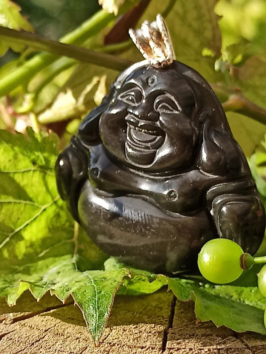 Obsidienne Œil céleste du Mexique pendentif Bouddha Grade A++++ Obsidienne Œil céleste pendentif Bouddha