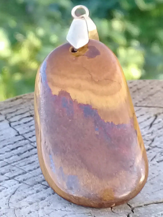 Œil de tigre avec veine d’Hématite pendentif Grade A ++++ (Fourni avec cordon) Œil de tigre Pendentif