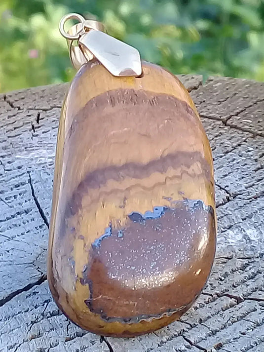 Œil de tigre avec veine d’Hématite pendentif Grade A ++++ (Fourni avec cordon) Œil de tigre Pendentif