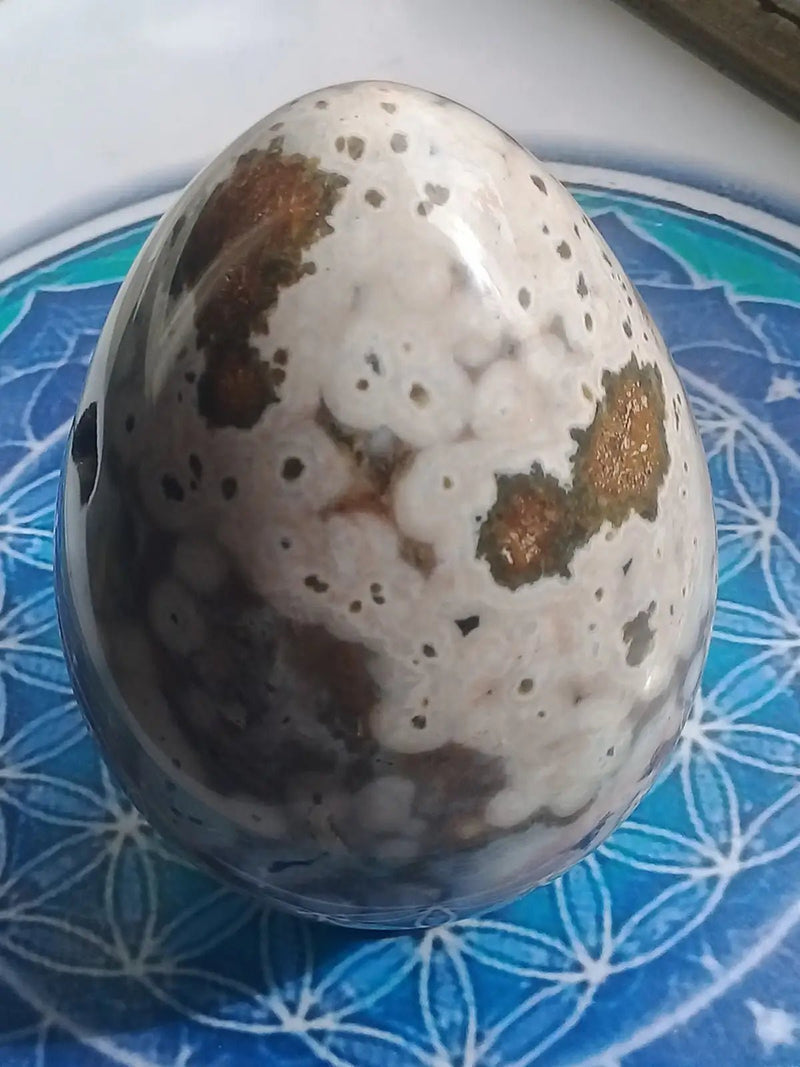 Chargez l&#39;image dans la visionneuse de la galerie, Œuf en Jaspe Orbiculaire Grade A ++++ 9cm x 6,7 cm Œuf en Jaspe Orbiculaire
