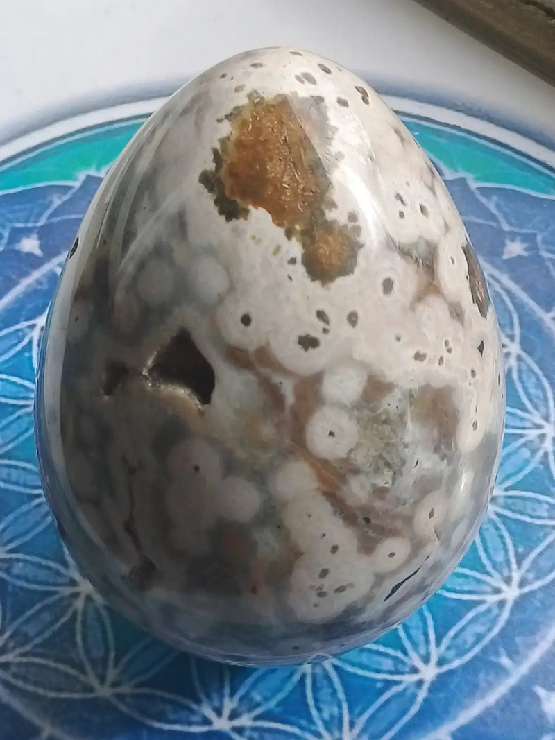 Chargez l&#39;image dans la visionneuse de la galerie, Œuf en Jaspe Orbiculaire Grade A ++++ 9cm x 6,7 cm Œuf en Jaspe Orbiculaire
