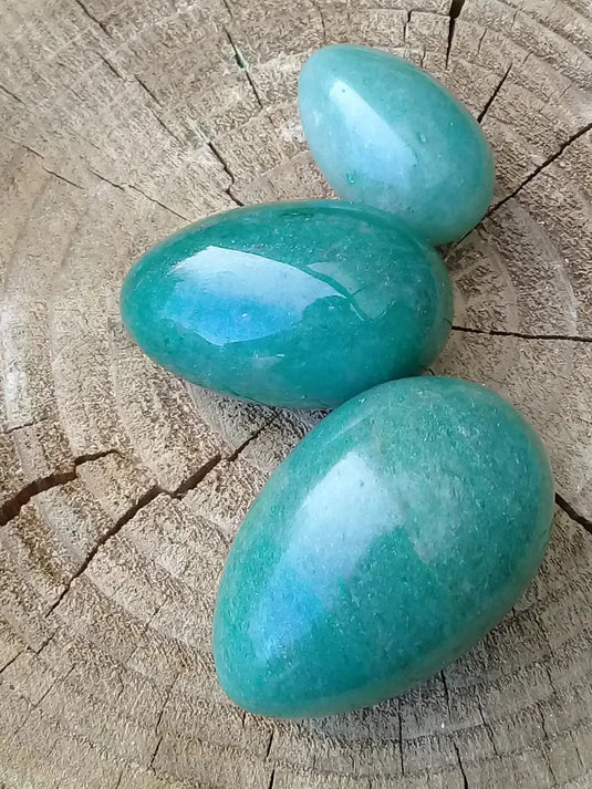 Œuf ’ Tantra Yoni ’ en Aventurine verte du Brésil Grade A ++++ Kit 3 tailles Œuf ’ Tantra Yoni ’ en Aventurine du Brésil Kit 3 tailles