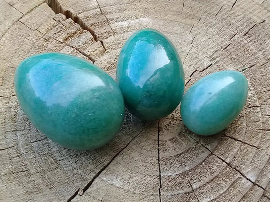Œuf ’ Tantra Yoni ’ en Aventurine verte du Brésil Grade A ++++ Kit 3 tailles Œuf ’ Tantra Yoni ’ en Aventurine du Brésil Kit 3 tailles