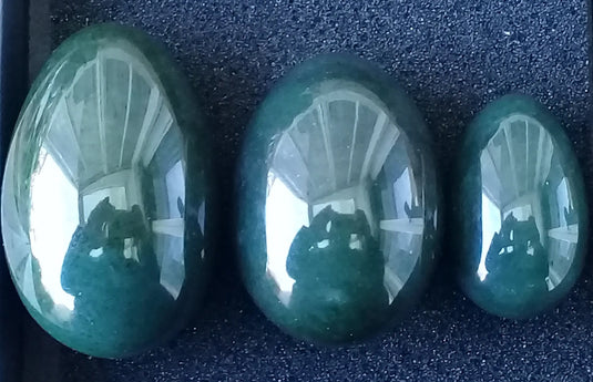 Œuf ’ Tantra Yoni ’ en Jade Néphrite de Birmanie Grade A++++ kit 3 tailles Œuf 