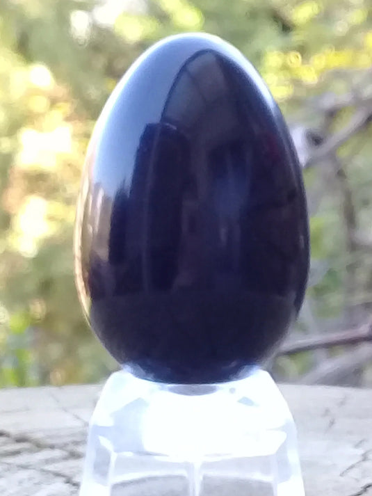 Œuf ’ Tantra Yoni ’ en Obsidienne noire du Mexique Grade A ++++ Gros modèle Œuf 