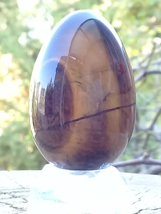 Œuf ’ Tantra Yoni ’ en Œil de tigre du Brésil Grade A ++++ Gros modèle Œuf ’ Tantra Yoni ’ en Œil de tigre du Brésil Gros modèle