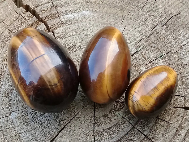 Load image into Gallery viewer, Œuf ’ Tantra Yoni ’ en Œil de tigre du Brésil Grade A ++++ Kit 3 tailles Œuf ’ Tantra Yoni ’ en Œil de tigre du Brésil Kit 3 tailles
