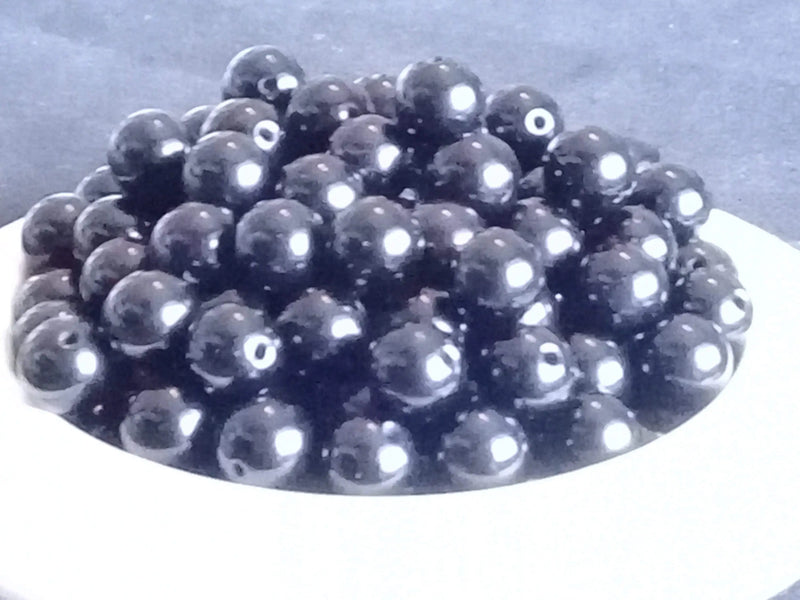 Load image into Gallery viewer, Onyx noire du Brésil perle Grade A++++ Prix perle à l’unité Onyx noire perle Dans la besace du p&#39;tit Poucet   
