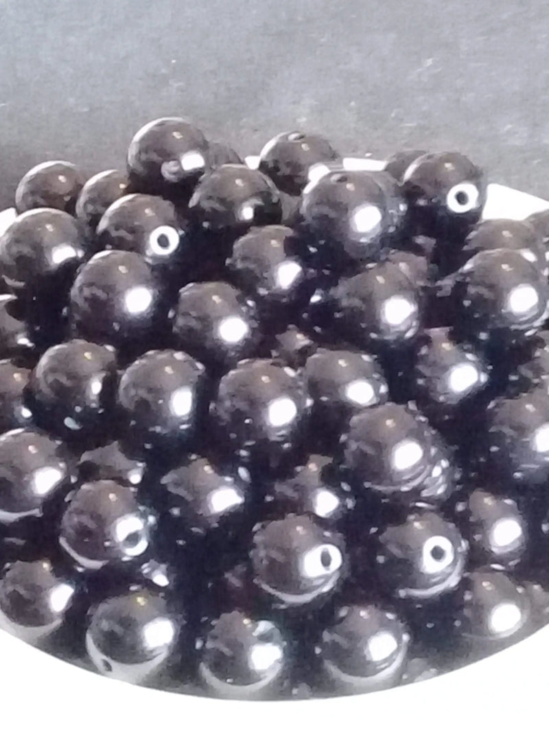 Chargez l&#39;image dans la visionneuse de la galerie, Onyx noire du Brésil perle Grade A++++ Prix perle à l’unité Onyx noire perle Dans la besace du p&#39;tit Poucet Diam 8mm  
