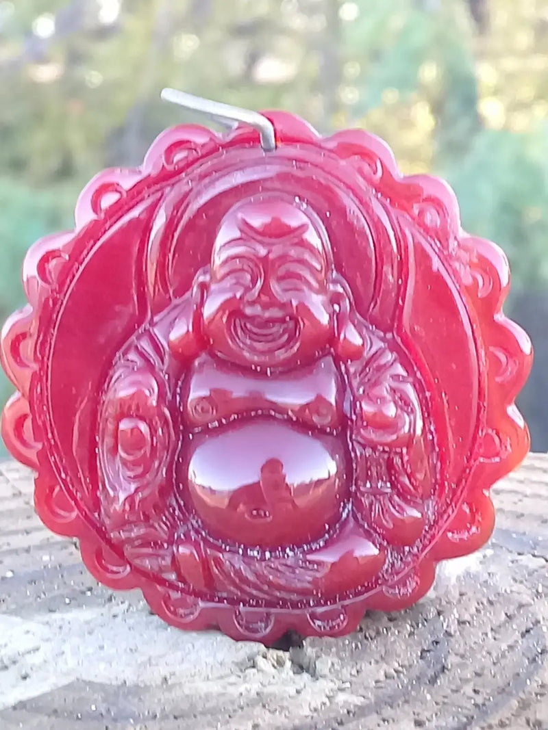 Load image into Gallery viewer, Pendentif Bouddha Cornaline Grade A ++++ aspect brillant (Avec son cordon) Pendentif Bouddha Cornaline
