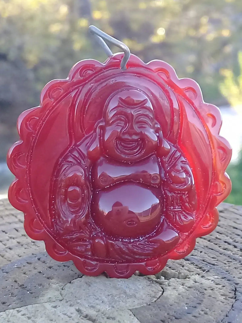 Load image into Gallery viewer, Pendentif Bouddha Cornaline Grade A ++++ aspect brillant (Avec son cordon) Pendentif Bouddha Cornaline
