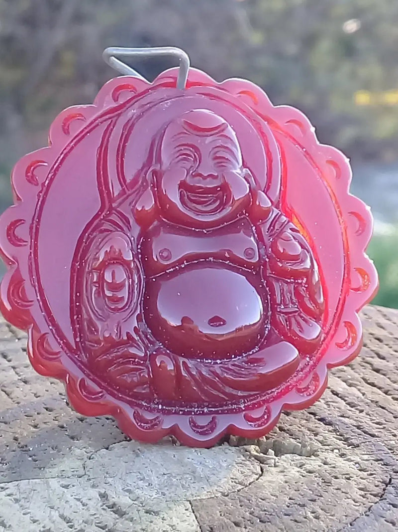 Load image into Gallery viewer, Pendentif Bouddha Cornaline Grade A ++++ aspect brillant (Avec son cordon) Pendentif Bouddha Cornaline
