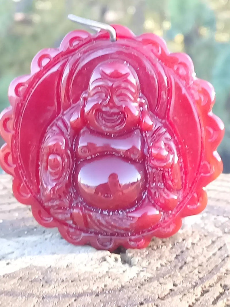 Load image into Gallery viewer, Pendentif Bouddha Cornaline Grade A ++++ aspect brillant (Avec son cordon) Pendentif Bouddha Cornaline
