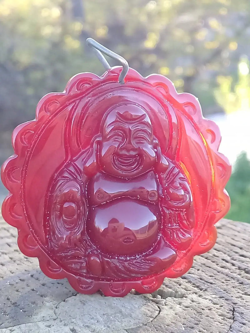 Load image into Gallery viewer, Pendentif Bouddha Cornaline Grade A ++++ aspect brillant (Avec son cordon) Pendentif Bouddha Cornaline
