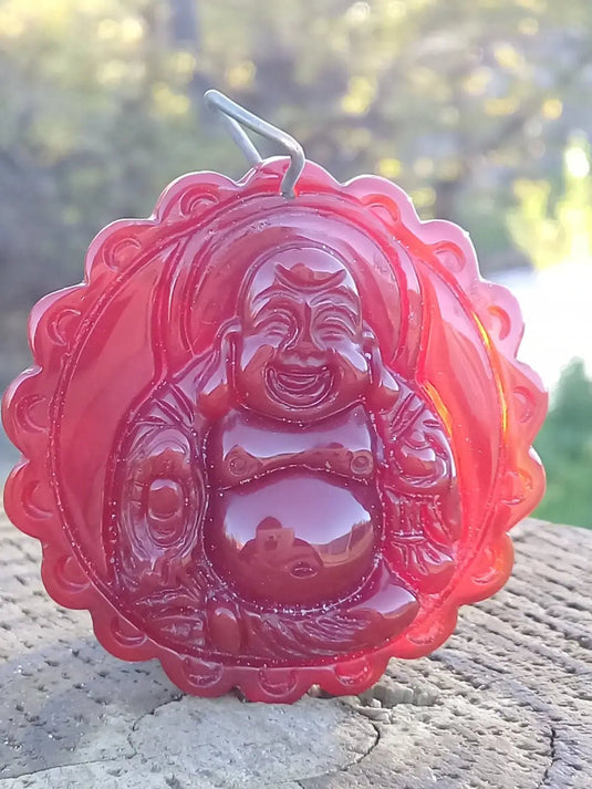 Pendentif Bouddha Cornaline Grade A ++++ aspect brillant (Avec son cordon) Pendentif Bouddha Cornaline