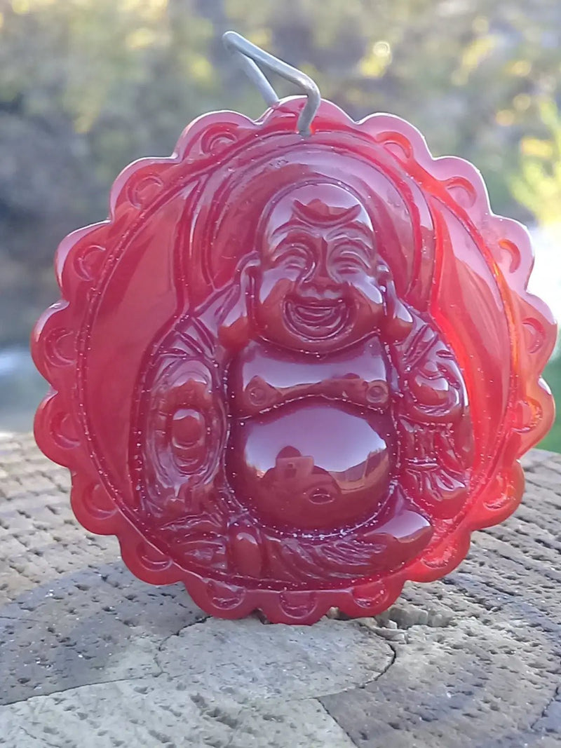 Load image into Gallery viewer, Pendentif Bouddha Cornaline Grade A ++++ aspect brillant (Avec son cordon) Pendentif Bouddha Cornaline
