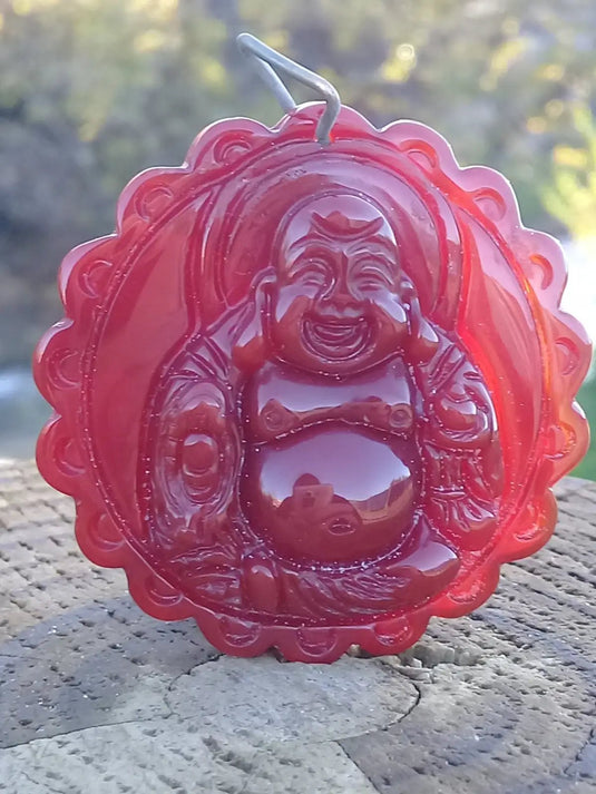 Pendentif Bouddha Cornaline Grade A ++++ aspect brillant (Avec son cordon) Pendentif Bouddha Cornaline