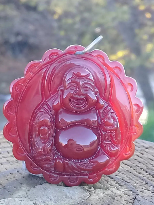 Pendentif Bouddha Cornaline Grade A ++++ aspect brillant (Avec son cordon) Pendentif Bouddha Cornaline