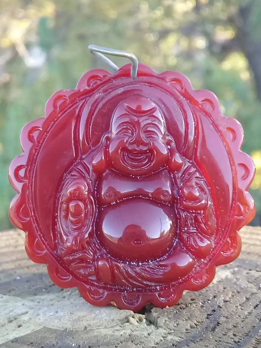 Pendentif Bouddha Cornaline Grade A ++++ aspect brillant (Avec son cordon) Pendentif Bouddha Cornaline