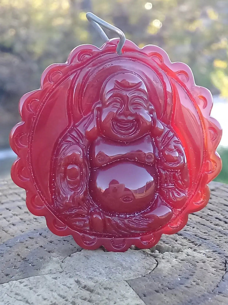 Load image into Gallery viewer, Pendentif Bouddha Cornaline Grade A ++++ aspect brillant (Avec son cordon) Pendentif Bouddha Cornaline
